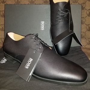 Hugo Boss Kensington Derby Printed Textured Black Leather Lace Up